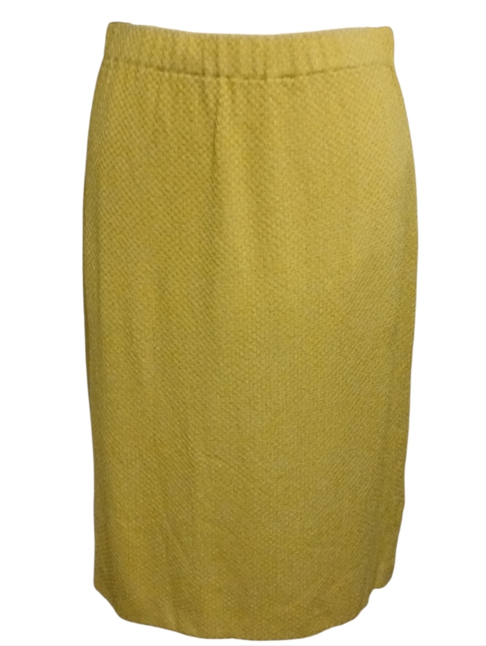 St. John Collection | Sunlit Yellow Textured Knit Wool Midi Skirt Size 10